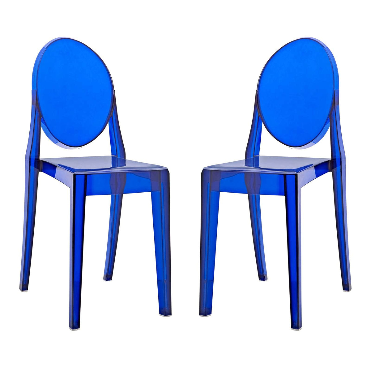 Modway Casper Modern Acrylic Stacking Two Dining Side Chairs In Blue