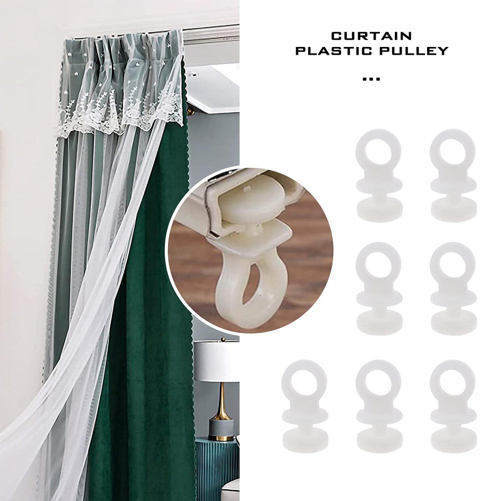 Micro Trader 50Pcs Curtain Track Rail Gliders Runner Wheel Rollers Hooks Fit For 9Mm Wide Curtain Track Rail 9Mm Bottom Diameter