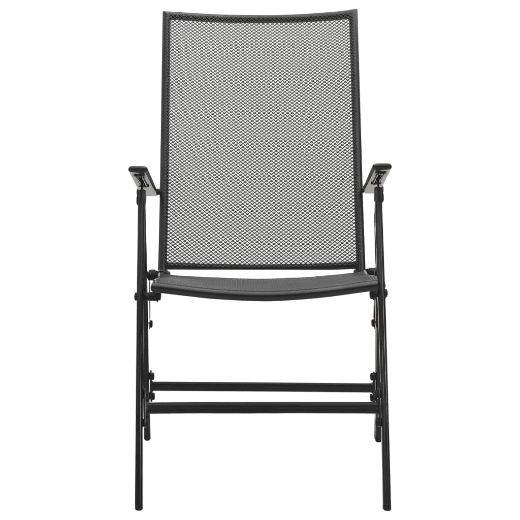 vidaXL Folding Patio Chairs 4 Pcs, Folding Mesh Chair with Adjustable Backrest, Outdoor Patio Furniture for Deck Garden Pool Beach, Steel Anthracite