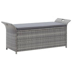vidaXL Grey Poly Rattan Outdoor Adjustable Bench with a Dark Grey Cushion -Storage Function, Water-Resistant & Sturdy Design, Suitable for Daily Outdoor Use