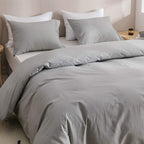 Clothknow Grey Comforter Set California King 3Pcs Light Gray Bedding Comforter Sets Grey Comforter King Size Soft Silver Comfort