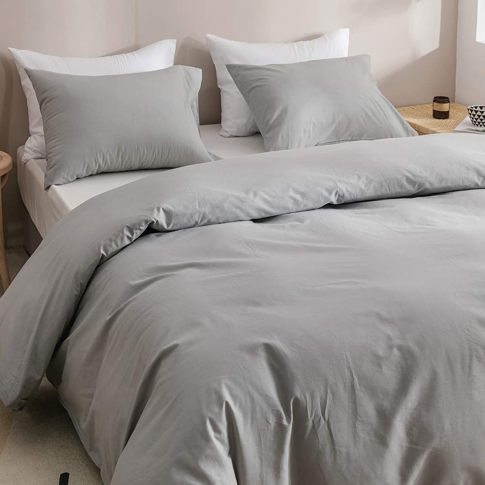 Clothknow Grey Comforter Set California King 3Pcs Light Gray Bedding Comforter Sets Grey Comforter King Size Soft Silver Comfort