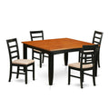 East West Furniture Parfait 5 Piece Set Includes a Square Dining Table with Butterfly Leaf and 4 Linen Fabric Kitchen Room Chairs, 54x54 Inch, Black & Cherry