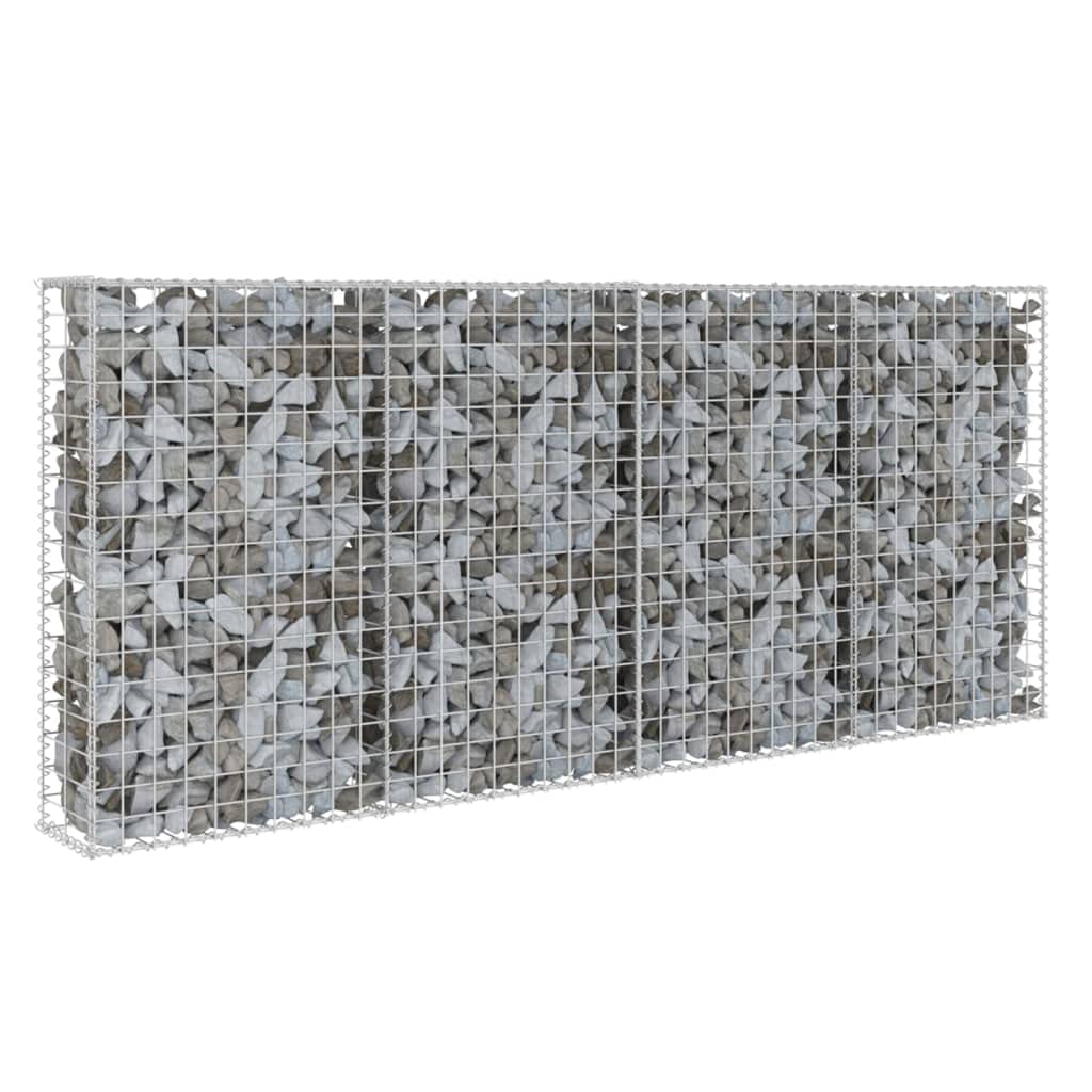 Vidaxl Wall With Lid 200 X 20 X 85 Cm Stone Gabions Stone Basket, Silver