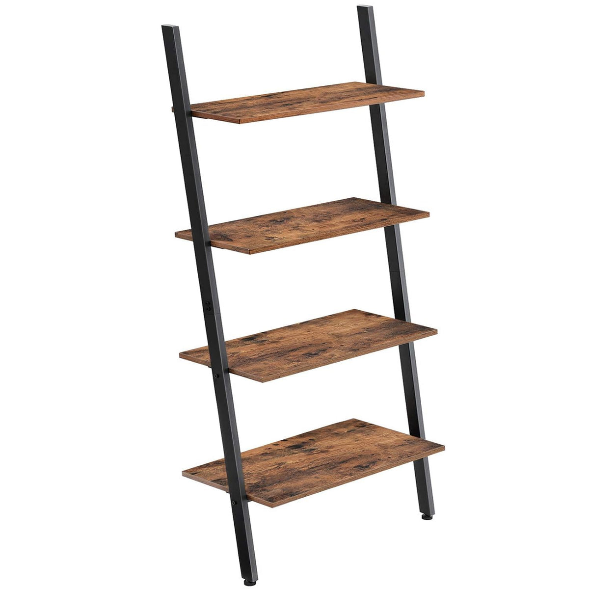 Priti Industrial Ladder Style Wooden Bookshelf with Metal Frame and Four Shelves