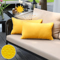 Jojogogo Mustard Yellow Waterproof Sun Fade Resistant Lumbar Pillow Covers 12X20 Set Of 2, Bright Yellow Summer Outdoor Decorati
