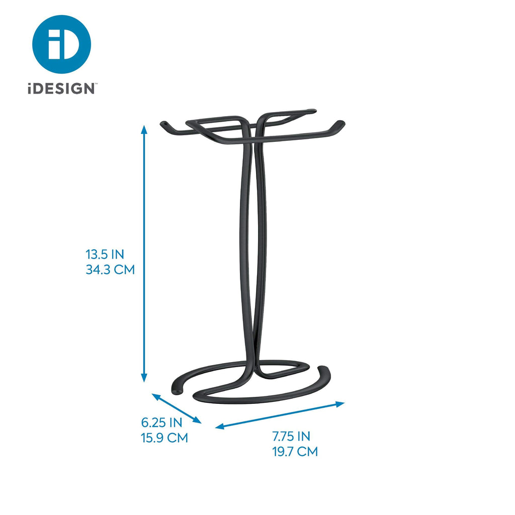 Idesign 55637 Axis Metal Free-Standing Hand Towel Drying Rack For Master, Guest, Kids' Bathroom, Laundry Room, Kitchen, Holds Tw