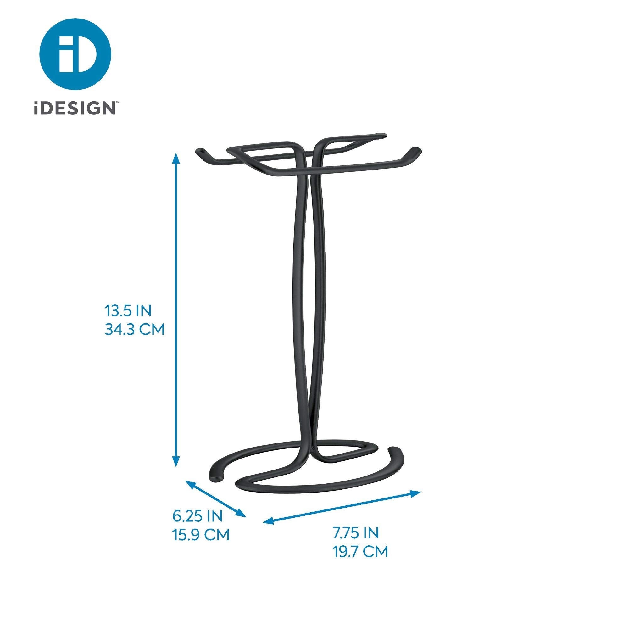 Idesign 55637 Axis Metal Free-Standing Hand Towel Drying Rack For Master, Guest, Kids' Bathroom, Laundry Room, Kitchen, Holds Tw