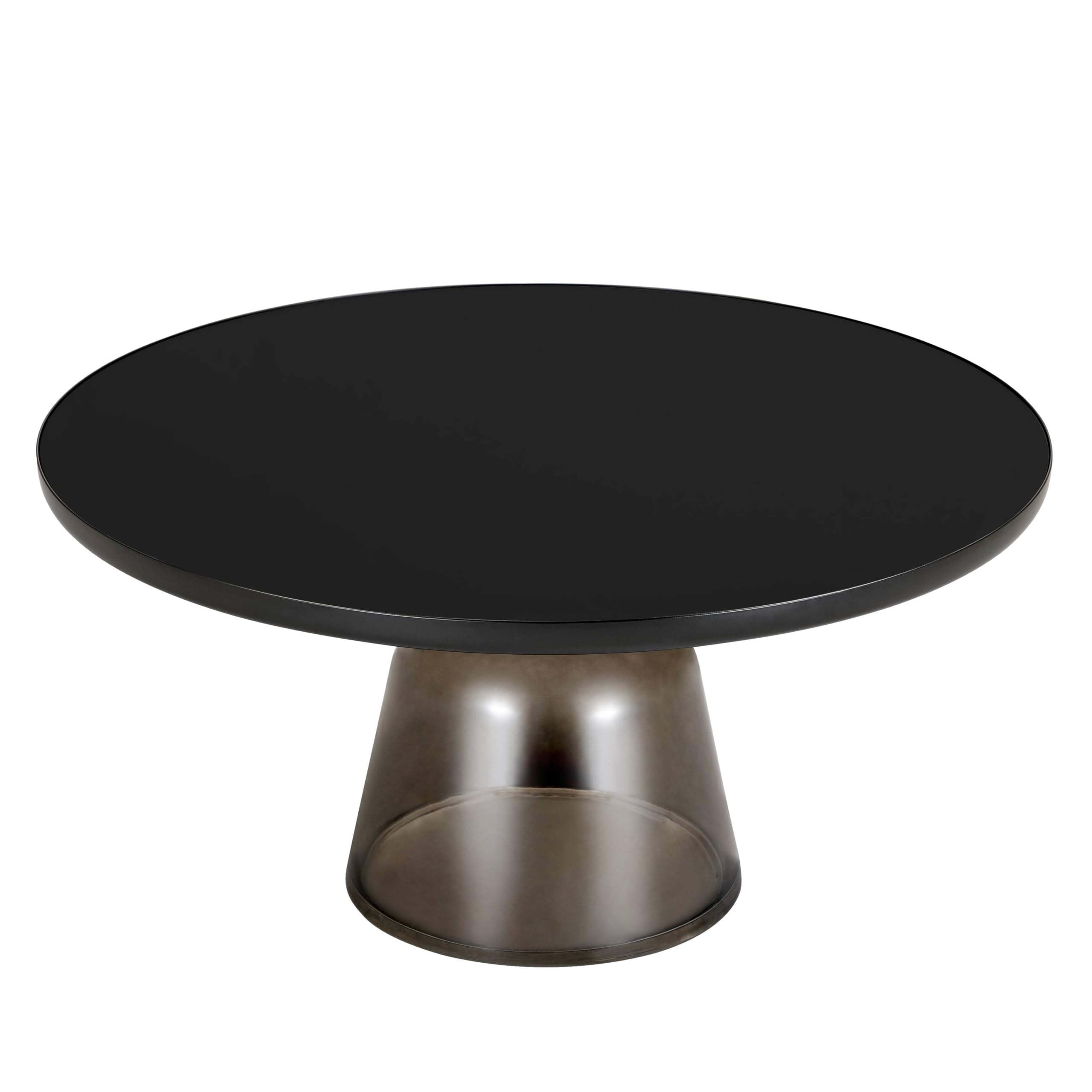 Tully Collection Glass Coffee Table Grey glass, Black Rim with Black GLass Top