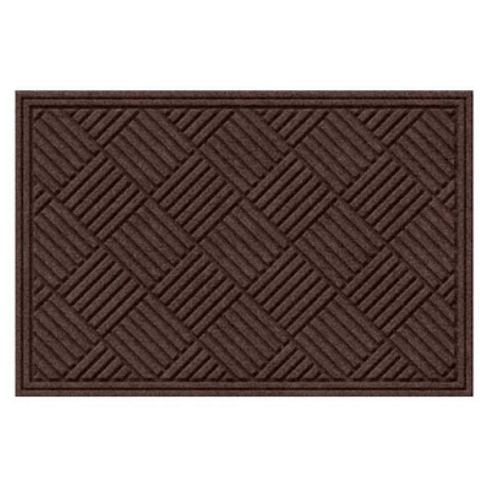 Apache Mills Textures Crosshatch 3' X 5' Non Slip Weather And Stain Resistant Entrance Door Mat, Walnut