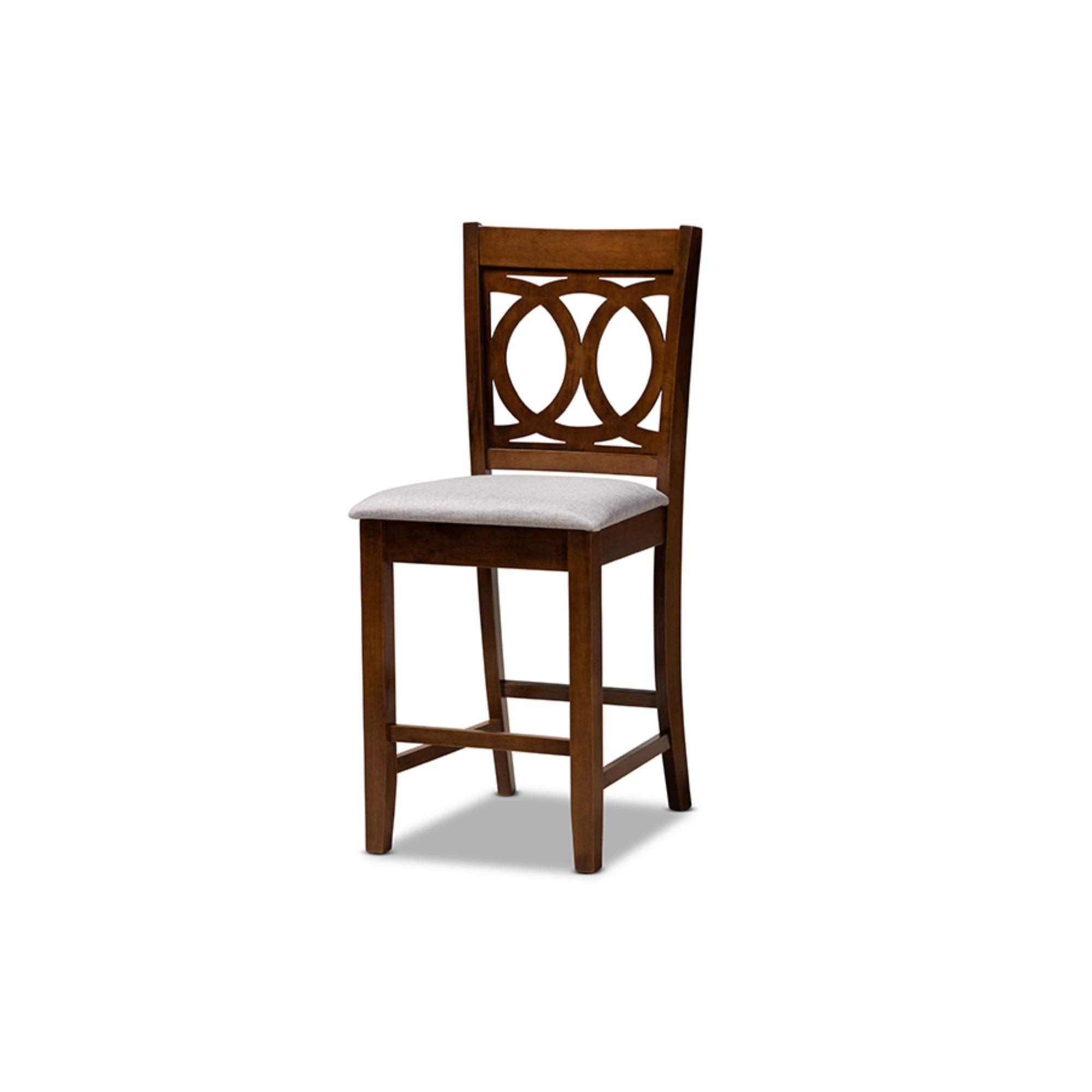 Baxton Studio Lenoir Modern and Contemporary Grey Fabric Upholstered Walnut Brown Finished 5-Piece Wood Pub Set