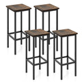 Giantex Metal Bar Stools Set Of 4, 26' Backless Barstools With Footrest, Breakfast Bar Dining Chairs, Industrial Counter Height Stools For Kitchen Island, Home Bar, Dining Room (Rustic Brown)