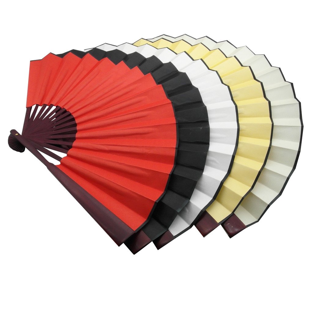 TRENDBOX Chinese Traditional Nylon-Cloth Handheld Folding Fan - Cream Yellow