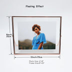 Ahago Rose Gold Floating Frame (8X10   , Horizontal), For Picture 7X9, 6X8, 5X7, Tabletop Shelf Photo Frame, Home Or Office Deco