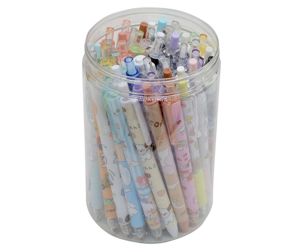 Yikangheng 50 Pcs Fine Point Cute Pens With A Pen Holder, 0.5Mm 50 Different Random Styles Black Ink Kawaii Gel Pens For Office,