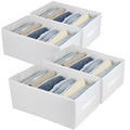 4 pcs Large Clothes Organizer 5/6 Grids for Jeans, Pants, T-shirt, Sweater, Foldable Closet Storage Bins Closet Shelf Organizer 
