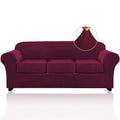 PrinceDeco Christmas Decoration 4 Pieces Couch Covers Velvet Couch Covers for 3 Cushion Sofa Soft Furniture Protector with Non S