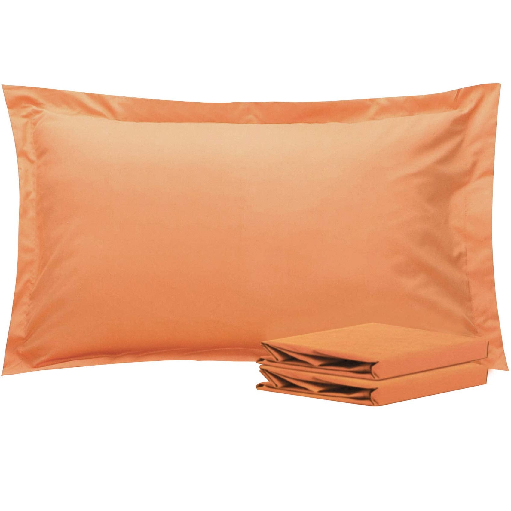 Ntbay 100% Brushed Microfiber King Pillow Shams Set Of 2, Super Soft And Cozy, Wrinkle, Fade, Stain Resistant 20X36 Inches Oxford Pillowcases, Pale Orange