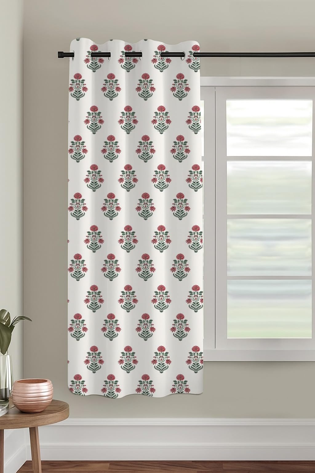 Trance Home Linen Floral Printed 6 Feet Cotton Windows Curtains | 6066% Room Darkening Curtain | Living Room Bedroom Office Par