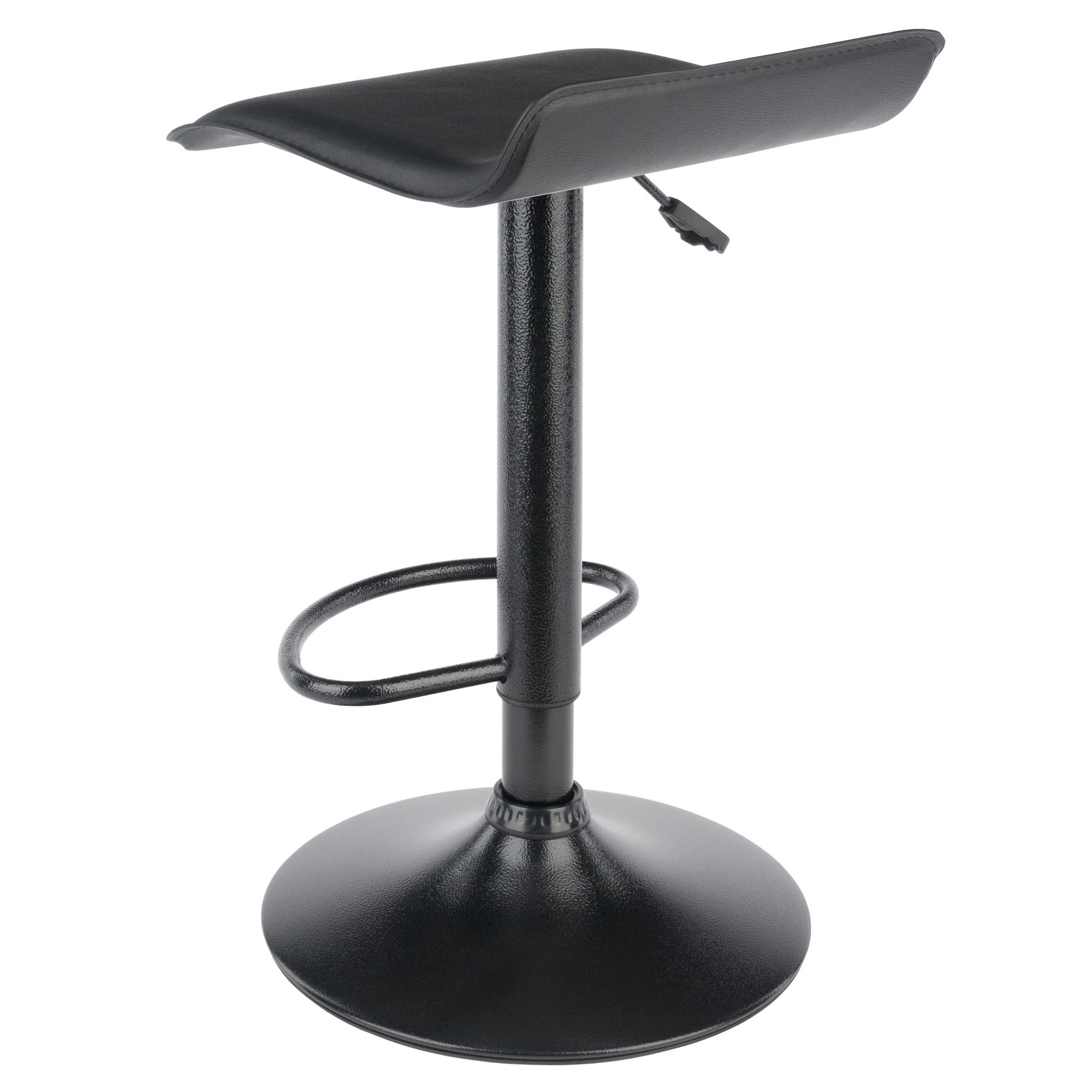 Winsome Wood Set of 2 Obsidian Adjustable Backless Swivel Air Lift Stool, PVC Seat, Black Metal Post and Base