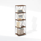 Furinno Wire 5-Tier Industrial Style Metal Frame Bookcase, Display Shelf, 16 Wide, Walnut Cove