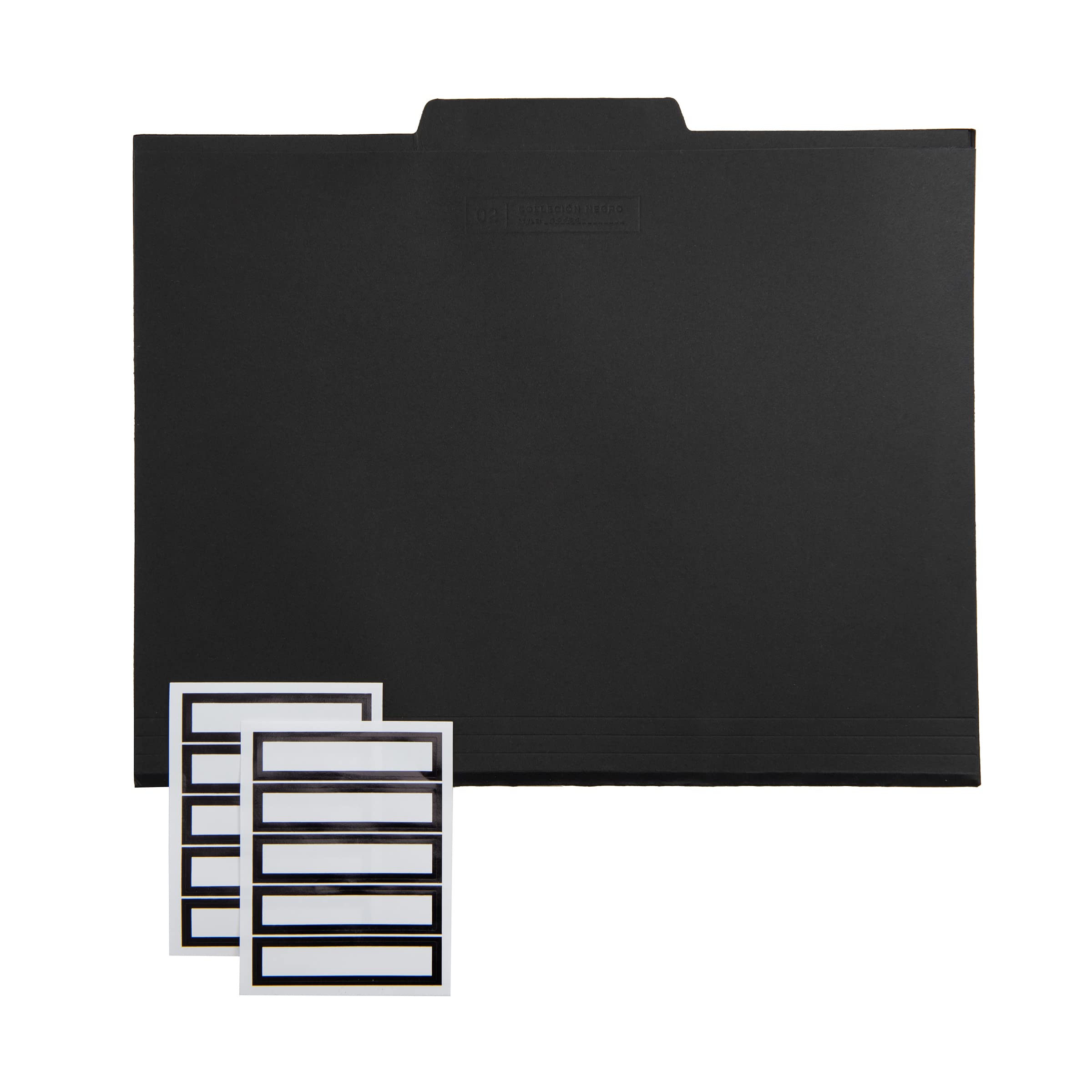 Russell+Hazel File Folders, Office Supplies, Black, With Labels, 11.75' X 9.75', 12 Count