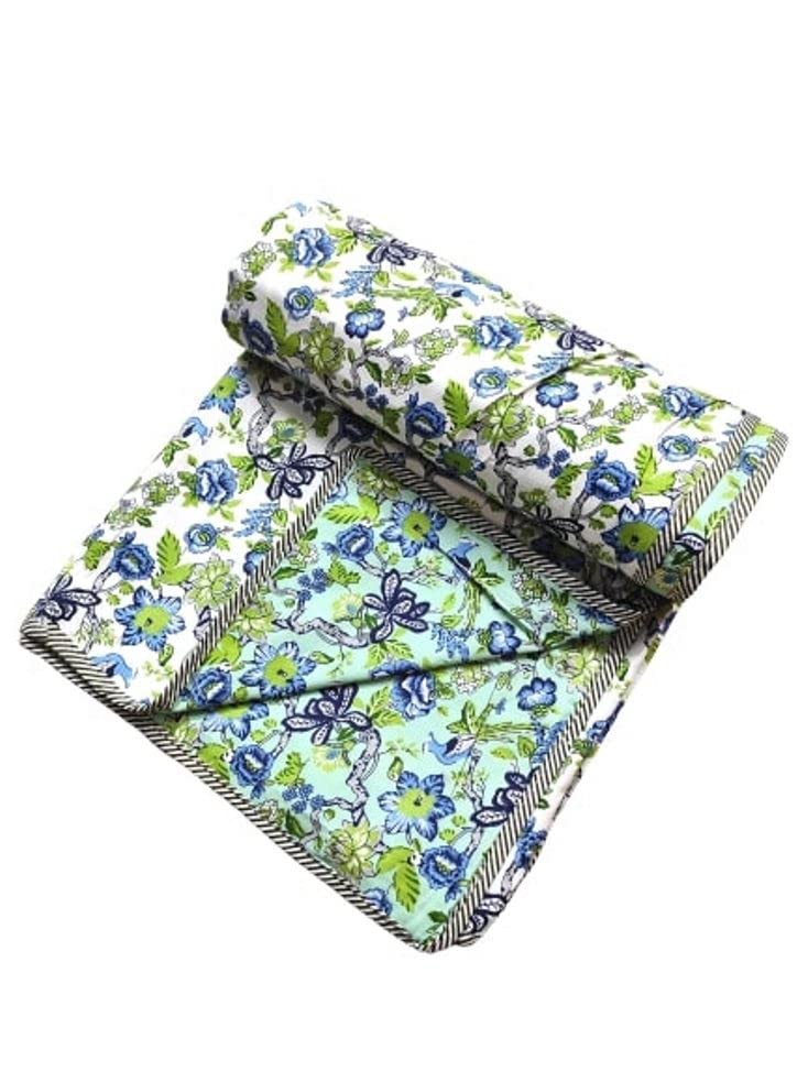 Elegance Reversible 3 Layered Pure Cotton Single Bed Blanket/Duvet/Comforter/Ac Dohar (Multicolor, Design 28)