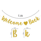 Talorine Welcome Back Banner, Home Theme Party, Back To School, Happy Retirement Party Decorations (Gold Glitter)