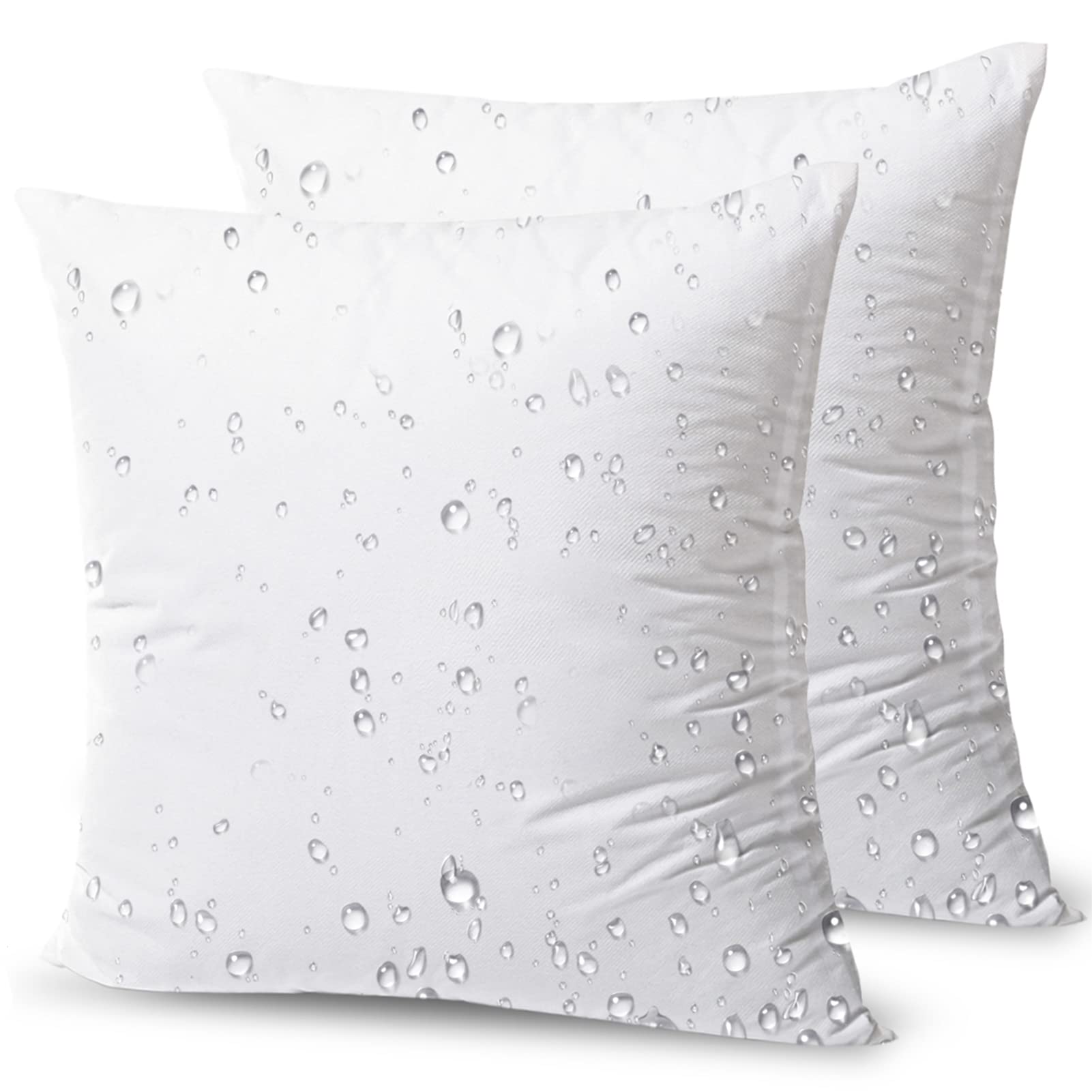 Phantoscope Premium Outdoor Pillow Inserts - Pack Of 2 Square Form Water Resistant Polyester Throw Pillows, Couch Sham Cushion Stuffer, 16 X 16 Inches