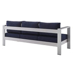 Modway Eei-4228-Slv-Nav Shore Eei-4228-Slv-Navshore Sunbrella Patio Sofa In Silver Navy