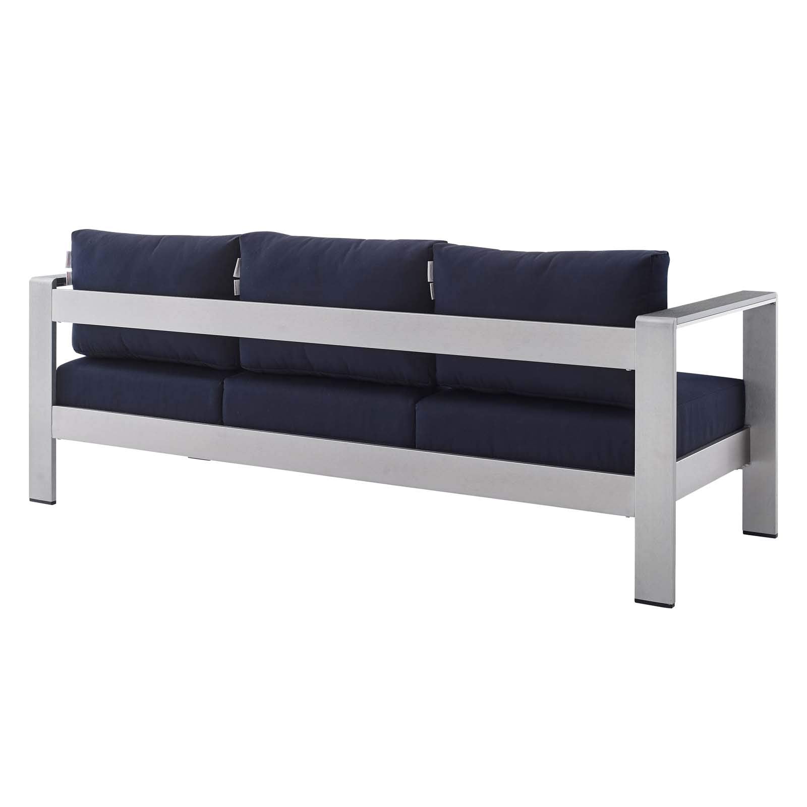 Modway Eei-4228-Slv-Nav Shore Eei-4228-Slv-Navshore Sunbrella Patio Sofa In Silver Navy