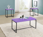 Lilola Home GT 3 Piece Violet Carbon Fiber Wrap Coffee Table and End Table Set