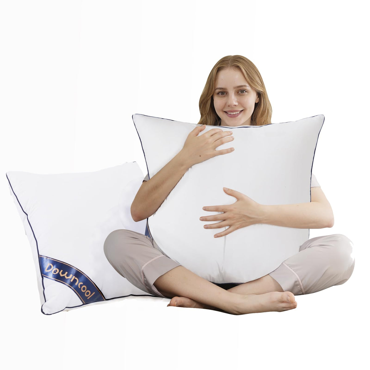 Downcool Throw Pillow Inserts (Pack Of 2) - 22 X 22 White Square Pillow Inserts For Sofa Bed - Indoor Decorative Couch Pillows