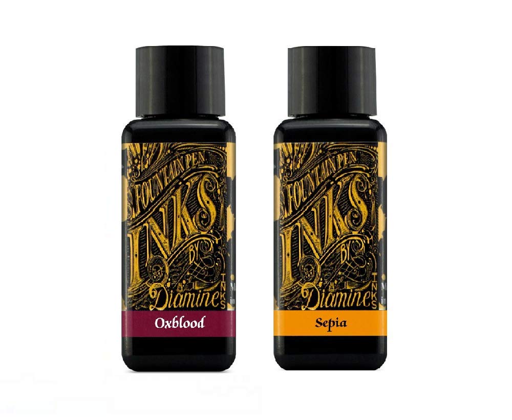 Diamine Fountain Pen Ink 30Ml - Oxblood & Sepia - 2 Pack