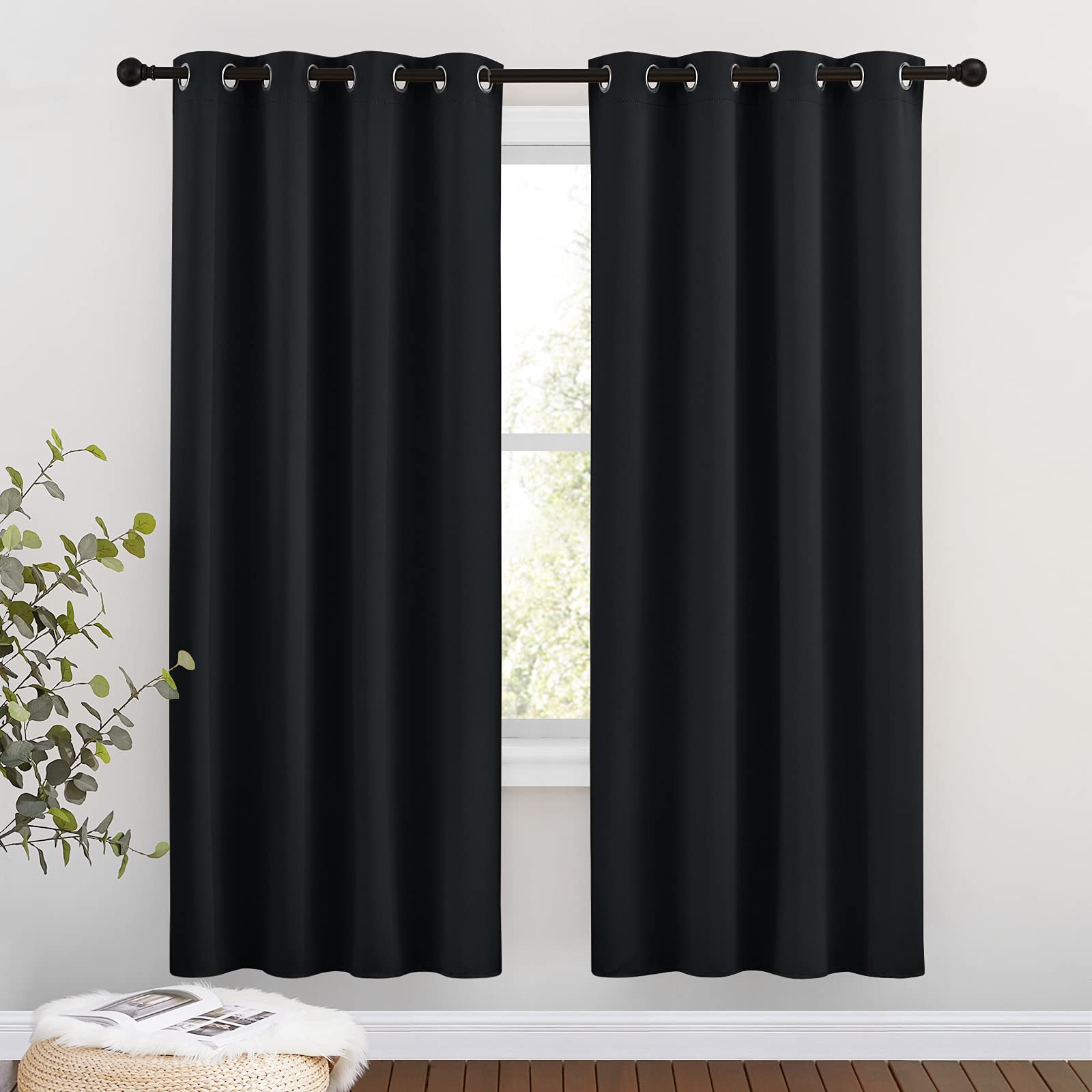 Nicetown Blackout Curtain Panels 72 Inches Length - Light Reducing Thermal Insulated Solid Grommet Room Darkening For Bedroom/Ni