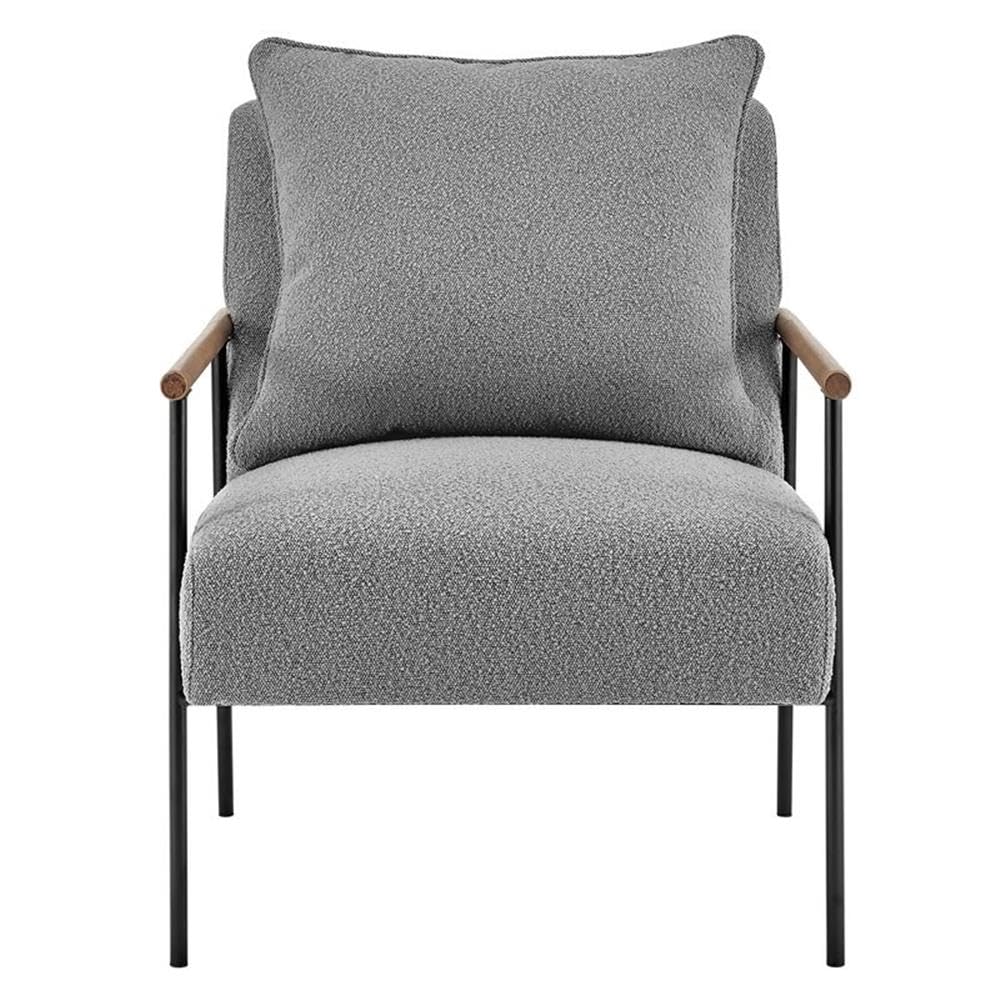 Npd Furniture And More Quinton Fabric Arm, Boucle Gray Accent Chair