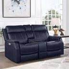 Steve Silver Valencia Ocean Blue Faux Leather 3-Piece Dual Power Reclining Set