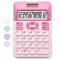 Pink Calculator, Basic Office Calculator With 12 Digit Lcd Display,Pink Office Supplies,Cute Calculator For Office, Home, School