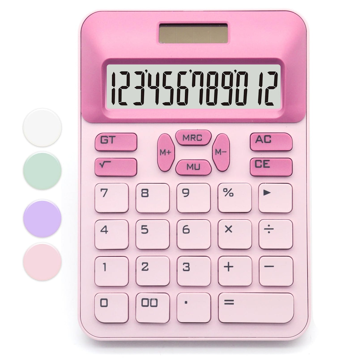 Pink Calculator, Basic Office Calculator With 12 Digit Lcd Display,Pink Office Supplies,Cute Calculator For Office, Home, School