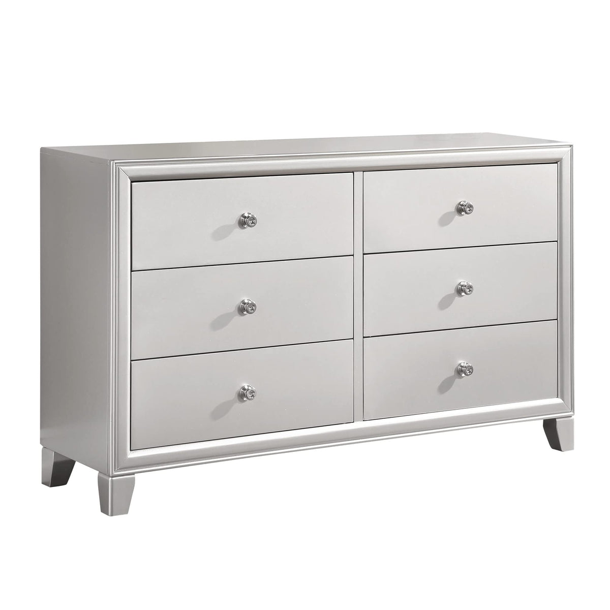 Steve Silver Omni Champagne Finish, 6 Drawers, Glam Style, Ample Storage, Satin Nickel Hardware Dresser