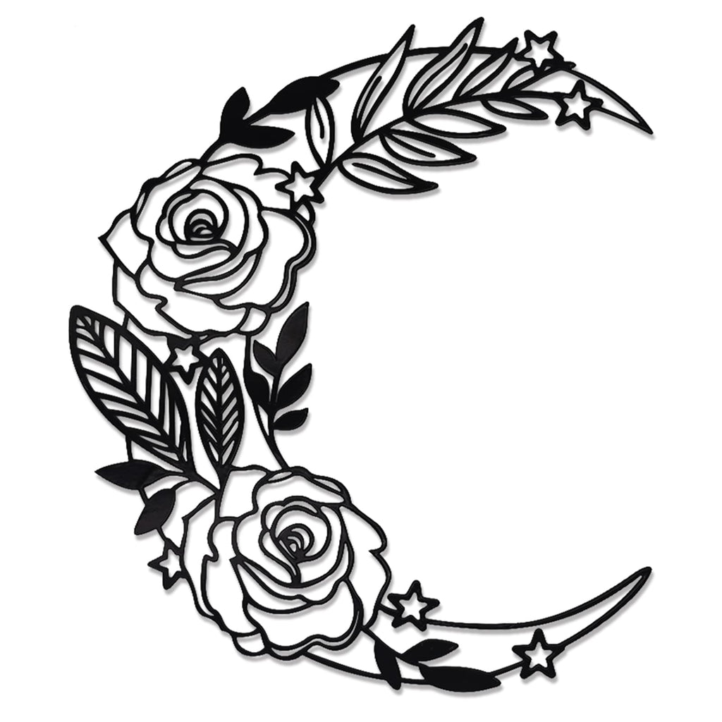 EZ4ENCE Moon Decoration Wall Art Boho Moon Wall Home Decor Hanging Appearance Wall Decor Metal Wall Hanging Moon Decor Flower Wa