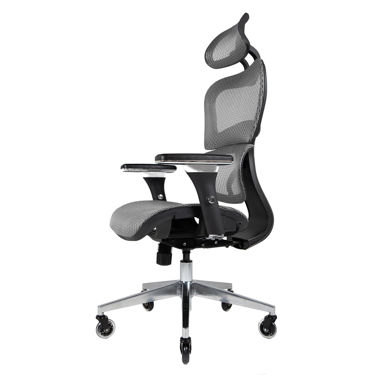 Nouhaus Ergo3D Ergonomic Office Chair Lumbar Support Mesh Office Chair With 4D Adjustable Armrest, Adjustable Headrest And Wheels, Mesh High Back Home Office Desk Chairs (Grey)