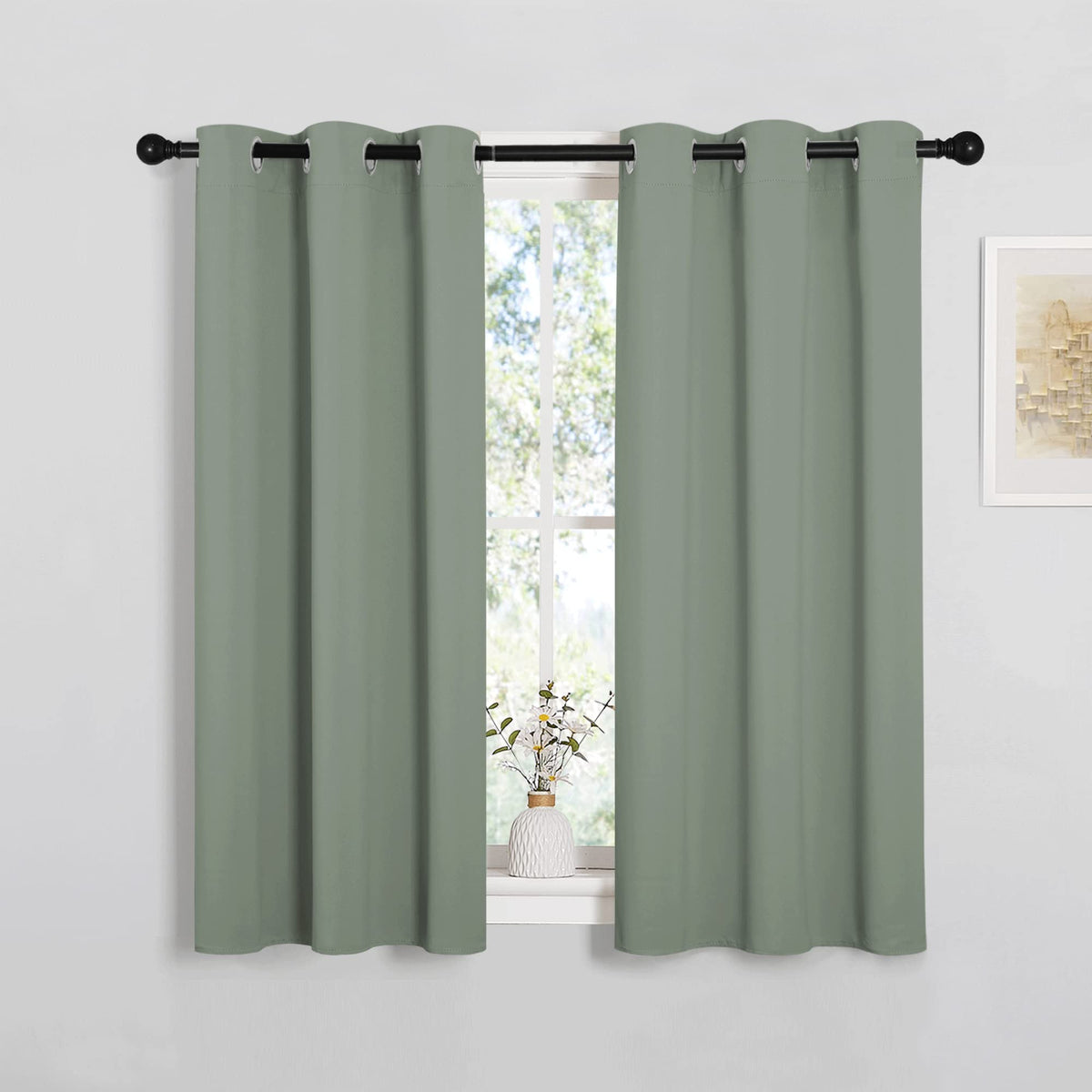 Nicetown Rom Darkening Curtains 48 Inch Length 2 Panels, Thermal Insulated Grommet Blackout Curtains For Modern Casual Elegant B