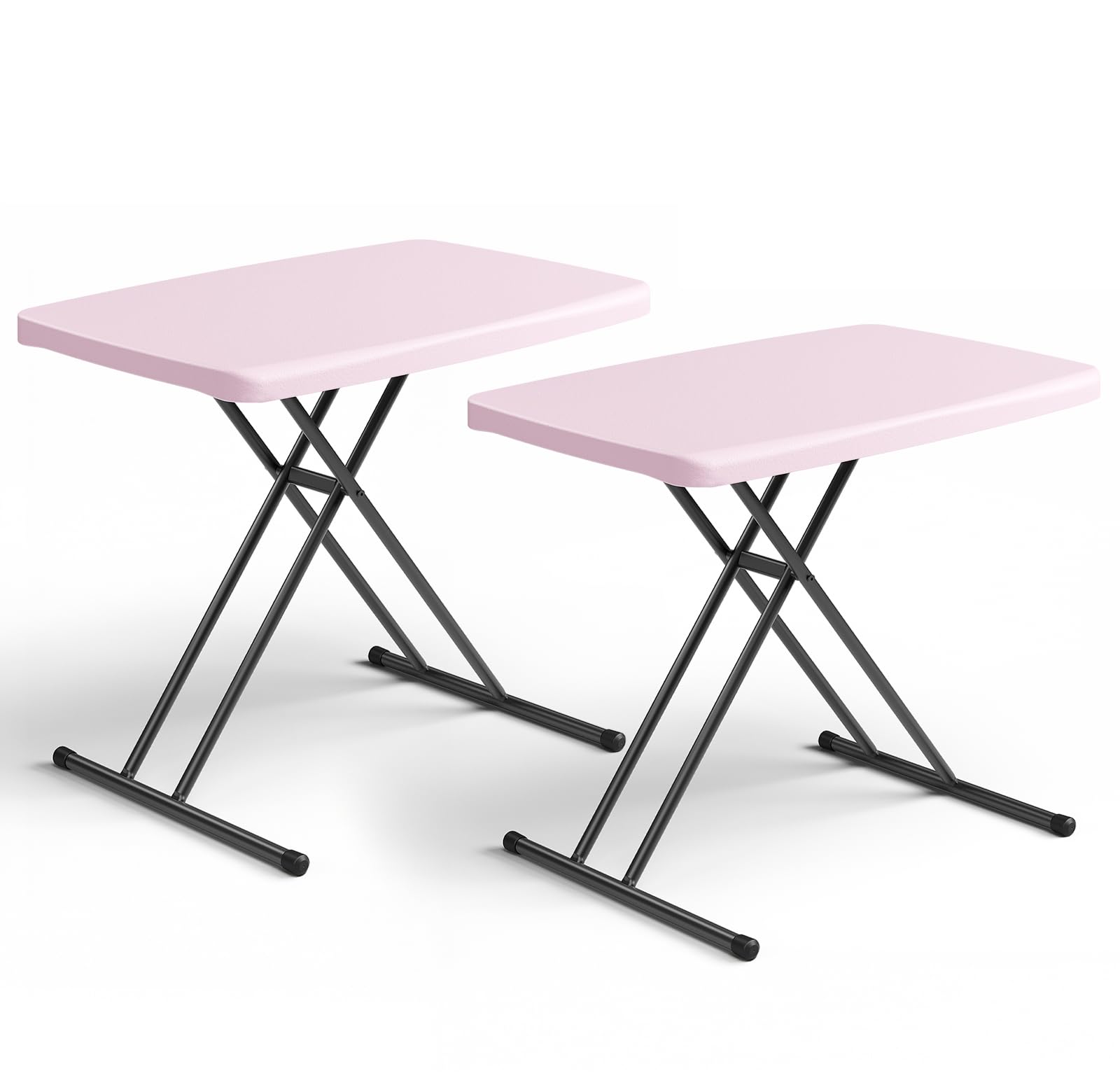 MAKE CHANGES Folding Table- Small Desk Adjustable Height TV Tray for Laptop, Couch, Camping - Heavy Duty Utility Foldable Table 