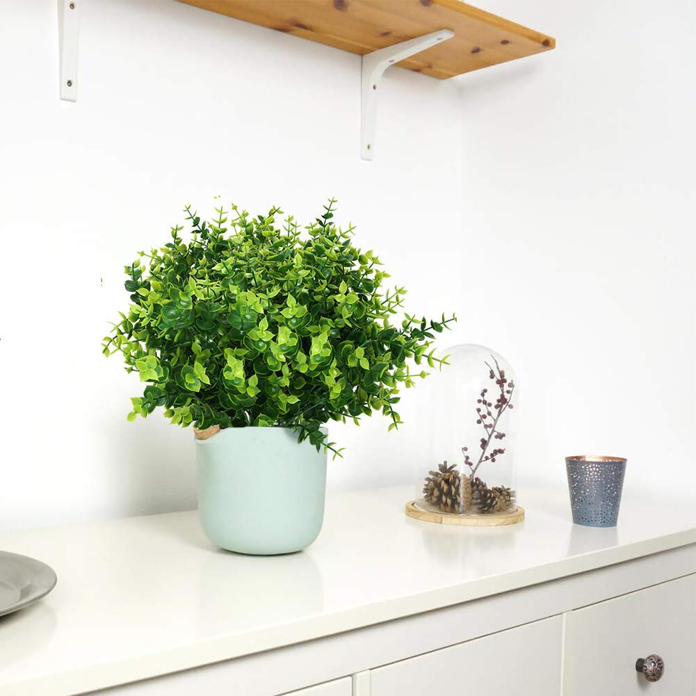Pasyou Artificial Shrub, Fake Bush Simulation Eucalyptus Grass Greenery Leaves Plastic Plants Indoor Outdoor Outside Home Garden