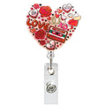 Valentines Day Badge Reel,Red Heart Badge Reels Retractable,Romantic Theme Retractable Badge Holder With Swivel Alligator Clip,R