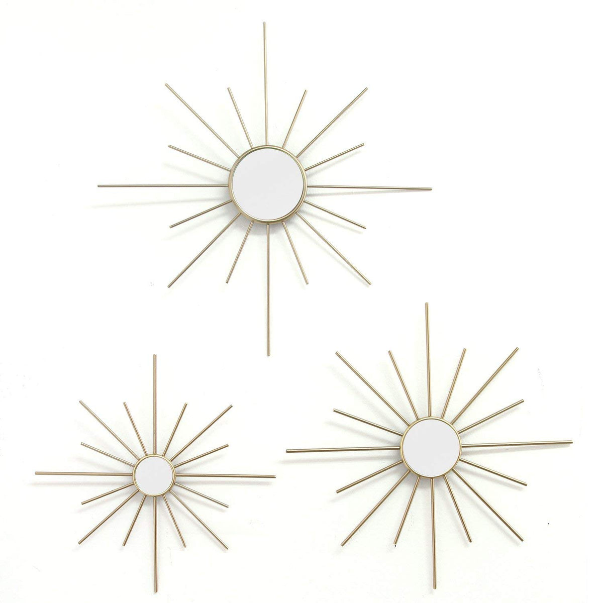 HomeRoots Set of 3 Gold Mirror Burst Wall Decor