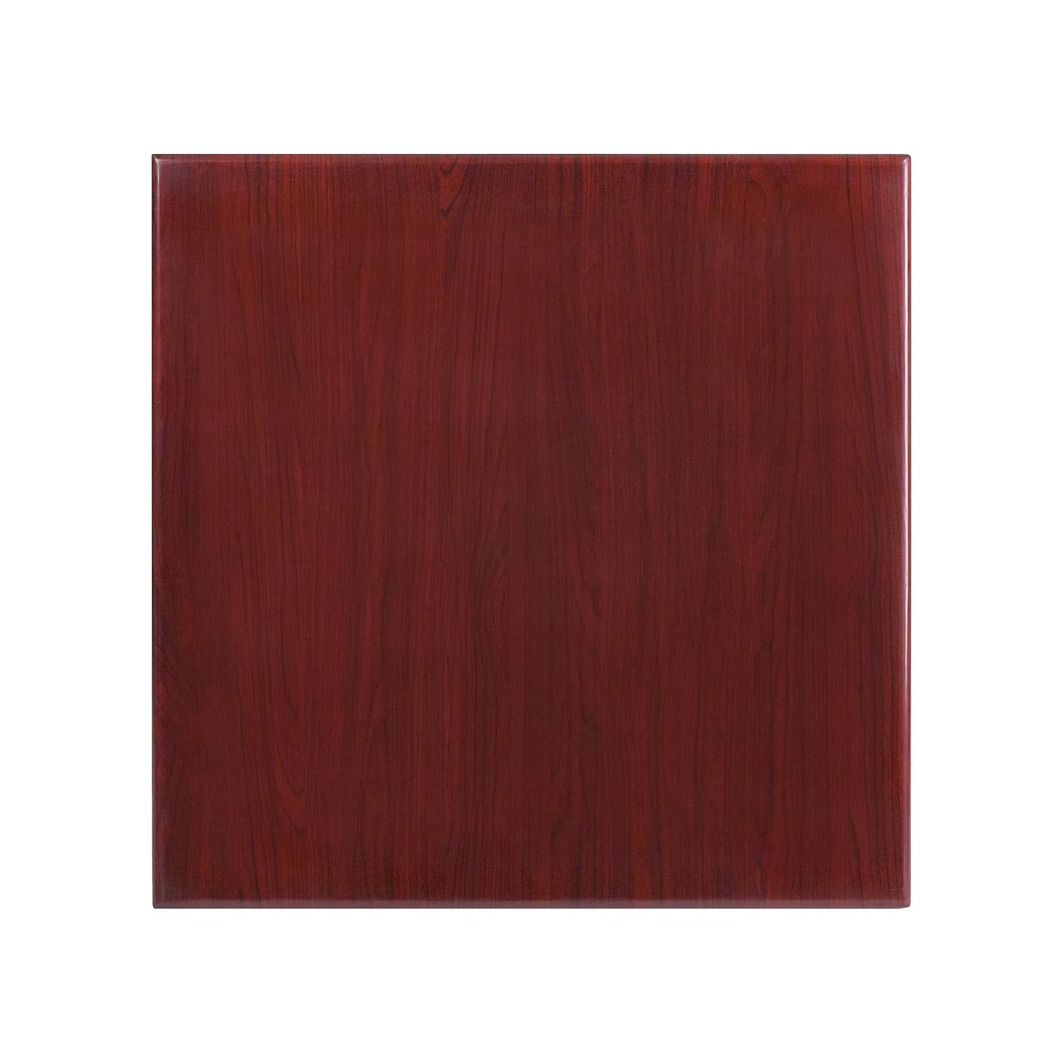 Flash Furniture Glenbrook 30'' Square High-Gloss Mahogany Resin Table Top with 2'' Thick Drop-Lip