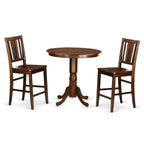 East West Furniture JABU3-MAH-W 3 Piece Counter Height Dining Table Set Contains a Round Kitchen Table with Pedestal and 2 Dining Chairs, 36x36 Inch, Mahogany