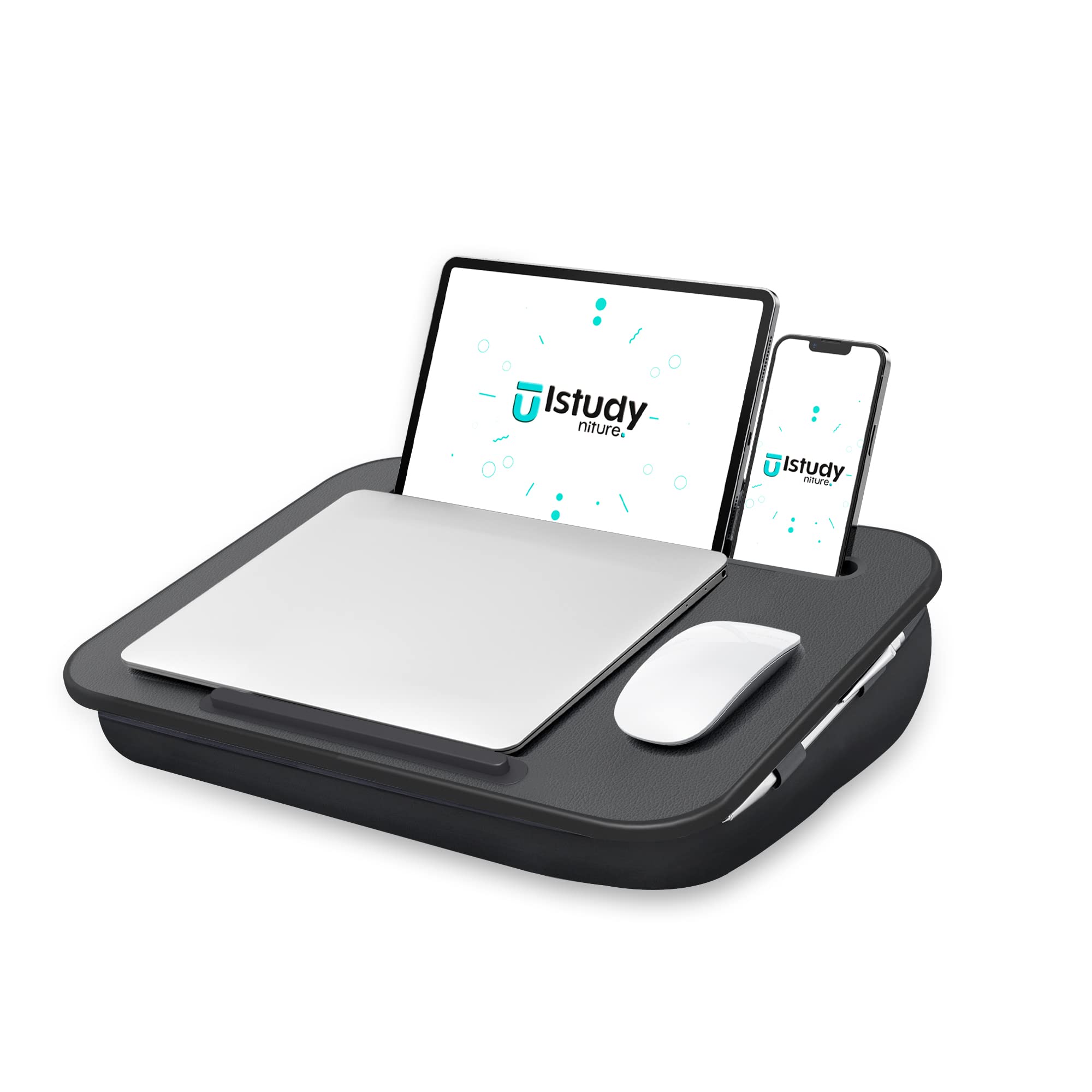 Lap Desk, Portable Laptop Lap Desk With Pillow Cushion, Fits Up To 15.6 Inch Laptop, Laptop Stand With Device Ledge And Phone Ho